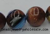 CLG542 16 inches 12mm round goldstone & lampwork glass beads