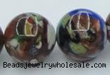 CLG543 16 inches 14mm round goldstone & lampwork glass beads