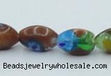 CLG545 16 inches 8*13mm rice goldstone & lampwork glass beads