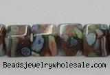 CLG550 16 inches 8*8mm cube goldstone & lampwork glass beads