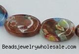 CLG553 16 inches 10*14mm oval goldstone & lampwork glass beads