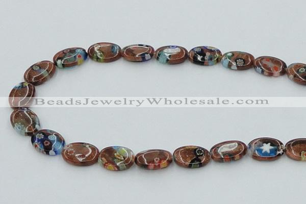 CLG553 16 inches 10*14mm oval goldstone & lampwork glass beads