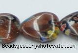 CLG558 16 inches 18*18mm heart goldstone & lampwork glass beads