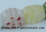 CLG579 16 inches 12*15mm faceted cuboid lampwork glass beads