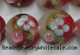 CLG812 15.5 inches 18mm flat round lampwork glass beads wholesale