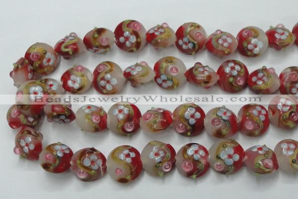 CLG812 15.5 inches 18mm flat round lampwork glass beads wholesale