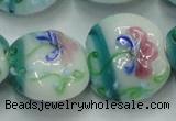 CLG824 15.5 inches 20mm flat round lampwork glass beads wholesale