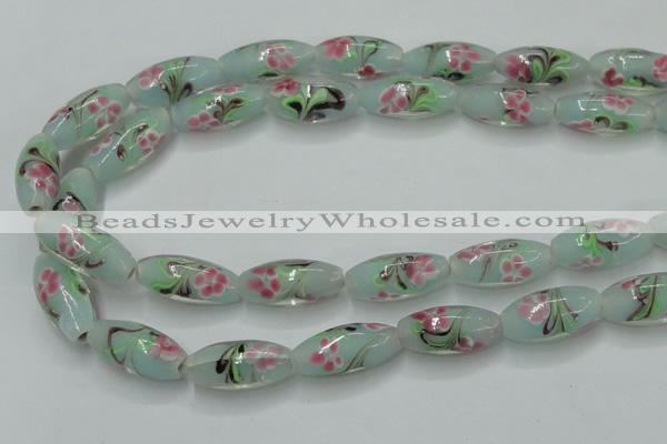 CLG870 15.5 inches 10*20mm rice lampwork glass beads wholesale