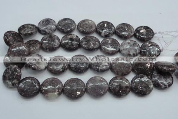 CLI02 15.5 inches 25mm flat round natural lilac jasper beads wholesale