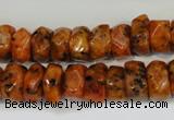 CLJ246 15.5 inches 6*11mm faceted nuggets dyed sesame jasper beads