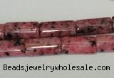 CLJ302 15.5 inches 8*16mm flat tube dyed sesame jasper beads wholesale