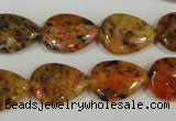 CLJ336 15.5 inches 13*18mm flat teardrop dyed sesame jasper beads