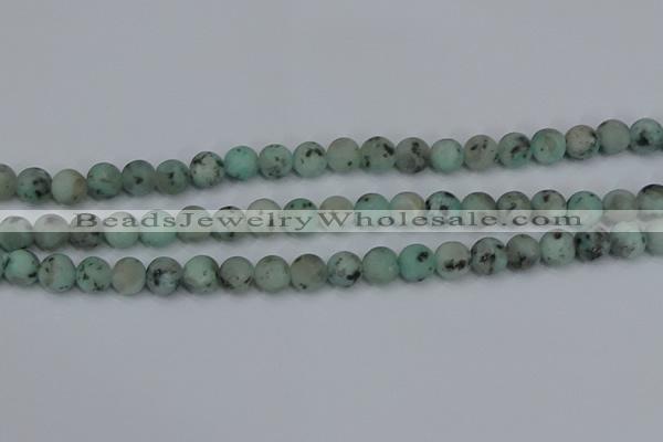 CLJ412 15.5 inches 8mm round matte sesame jasper beads wholesale