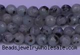 CLJ420 15.5 inches 4mm faceted round sesame jasper beads