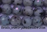 CLJ423 15.5 inches 10mm faceted round sesame jasper beads