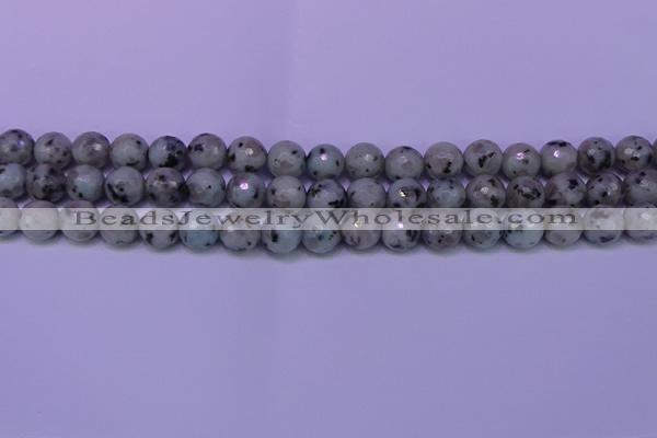 CLJ423 15.5 inches 10mm faceted round sesame jasper beads