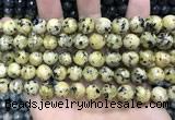 CLJ570 15 inches 10mm faceted 

round sesame jasper beads