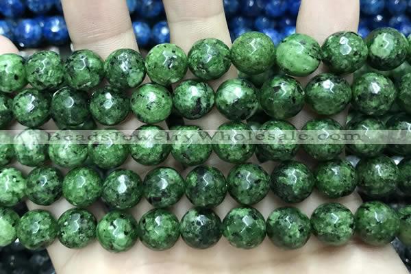 CLJ576 15 inches 10mm faceted round sesame jasper beads