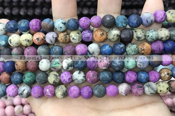 CLJ600 15 inches 8mm round matte sesame jasper beads