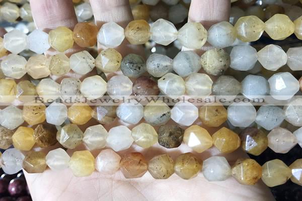 CLJ624 15 inches 8mm faceted nuggets sesame jasper beads