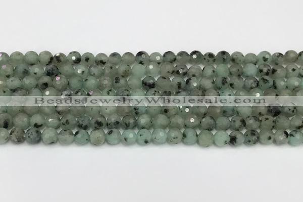 CLJ640 15.5 inches 6mm faceted round sesame jasper beads wholesale