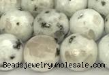 CLJ651 15 inches 8mm faceted round sesame jasper beads