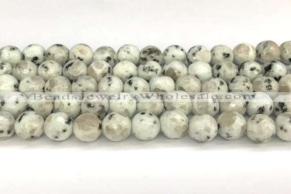 CLJ652 15 inches 10mm faceted round sesame jasper beads