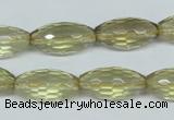 CLQ12 15.5 inches 10*20mm faceted rice natural lemon quartz beads