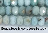 CLR101 15.5 inches 4*6mm faceted rondelle larimar gemstone beads