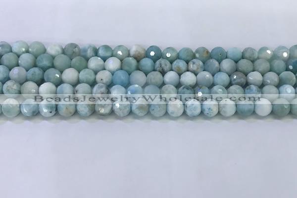 CLR118 15.5 inches 5.5mm faceted round larimar gemstone beads