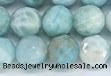 CLR120 15.5 inches 9mm faceted round larimar gemstone beads