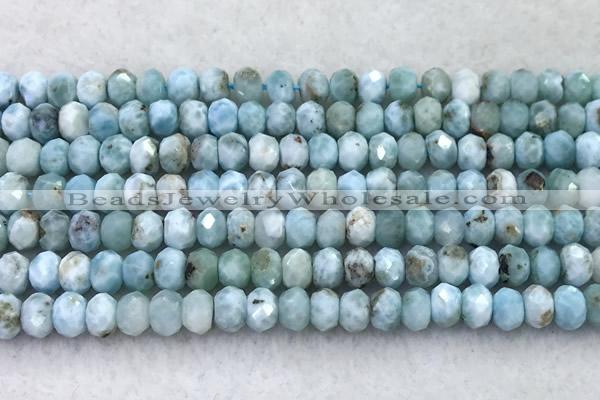 CLR161 15 inches 6*7mm faceted rondelle larimar beads wholesale