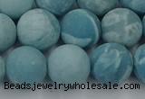 CLR614 15.5 inches 12mm round matte imitation larimar beads