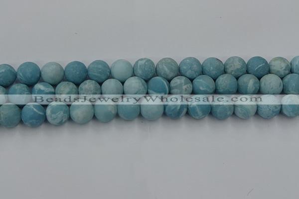 CLR614 15.5 inches 12mm round matte imitation larimar beads