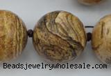 CLS10 15.5 inches 30mm faceted round large picture jasper beads