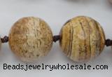 CLS101 15.5 inches 25mm faceted round large picture jasper beads