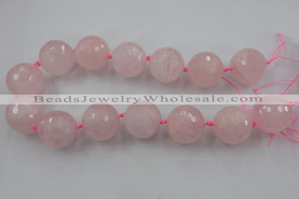 CLS15 15.5 inches 30mm faceted round large rose quartz beads