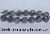 CLS301 7.5 inches 25mm faceted round large cloudy quartz beads