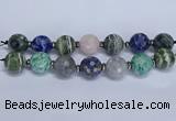 CLS305 7.5 inches 25mm faceted round mixed gemstone beads