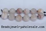 CLS350 7.5 inches 30mm faceted round large pink quartz beads