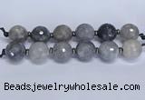 CLS351 7.5 inches 30mm faceted round large cloudy quartz beads