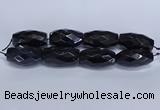 CLS401 7.5 inches 25*45mm faceted rice large black agate beads