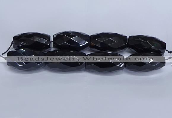 CLS401 7.5 inches 25*45mm faceted rice large black agate beads