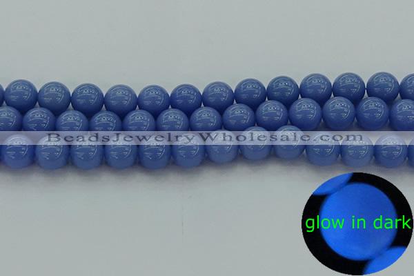 CLU114 15.5 inches 12mm round blue luminous stone beads