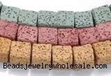 CLV09 14 inches 10mm cubic natural lava loose beads wholesale