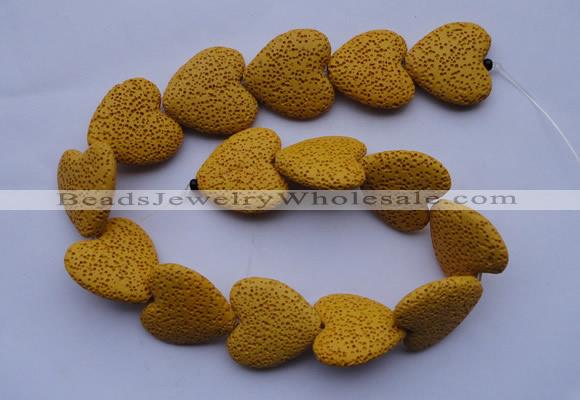 CLV18 15 inches 8*27mm heart yellow natural lava beads strand wholesale