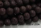 CLV203 15.5 inches 12mm round coffee natural lava beads wholesale