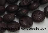 CLV208 15.5 inches 16mm flat round coffee natural lava beads wholesale