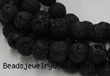 CLV212 15.5 inches 8mm round black natural lava beads wholesale