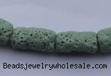 CLV27 15.5 inches 10*18mm column shape green natural lava beads wholesale